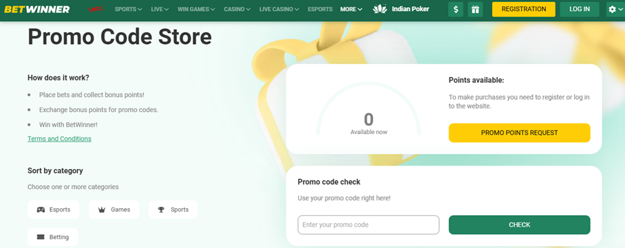 Promo Code at BetWinner website