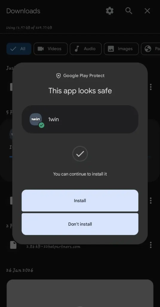 1Win app in Google Play