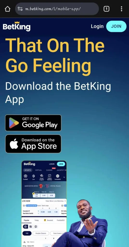 Chose OS page on Betking