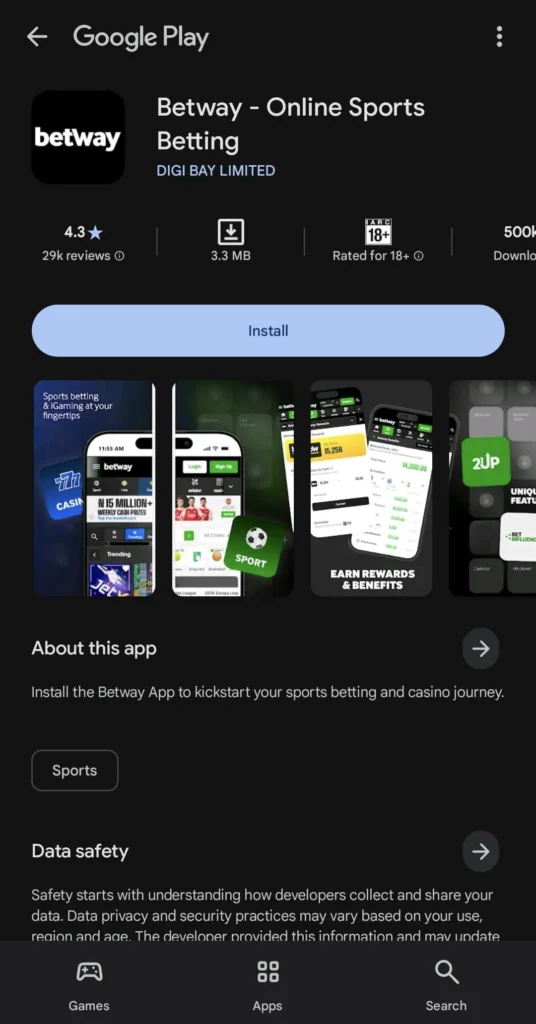 Betway NG in Google Play