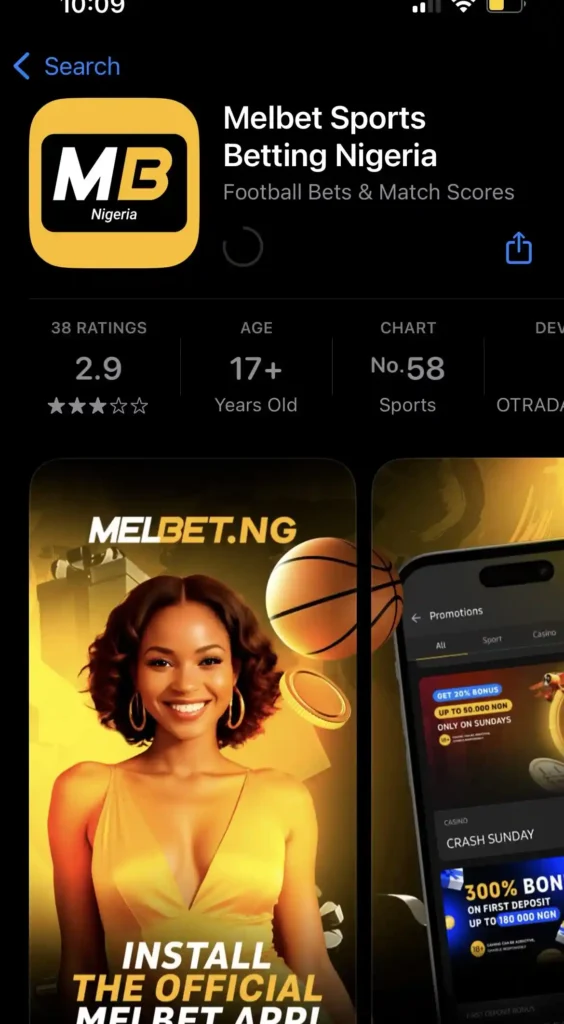 Melbet app in app store
