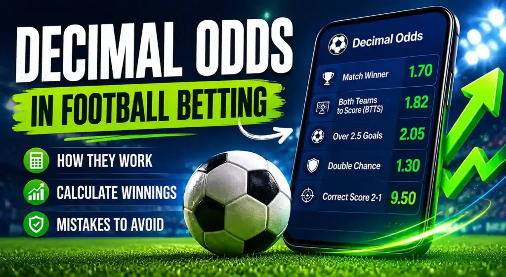 Decimal odds in football betting page